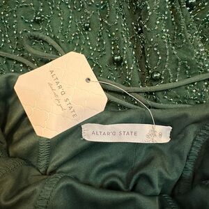 Altar'd State Embellished Emerald Green Mini Dress